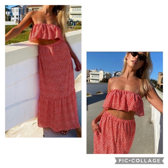 REVOLVE Dresses & Skirts - REVOLVE Resa “Lola” Two Piece Poppy Red Floral Skirt Set